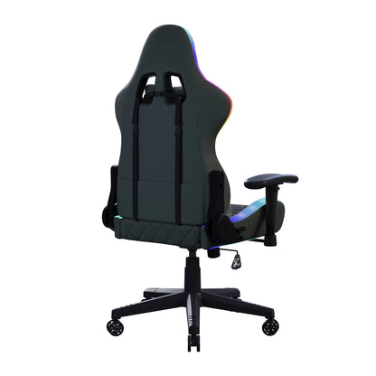 Ergonomic Office Chair with Lumbar Massage, LED RGB Ambient Lighting, and Reclining Backrest, for Home Offices