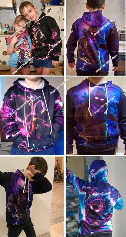2024 New Game Zipper Hoodie Children's Sweatshirt Fortnite Pullover Sweatshirts Fashion Boys and Girls Clothing