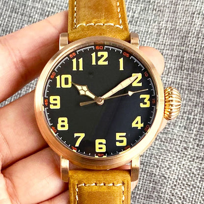 Tandorio 47mm NH35 Diver Men's Automatic Watch CUSN8 Solid Bronze or 316L Steel Case 10ATM Sapphire Crystal Black Dial
