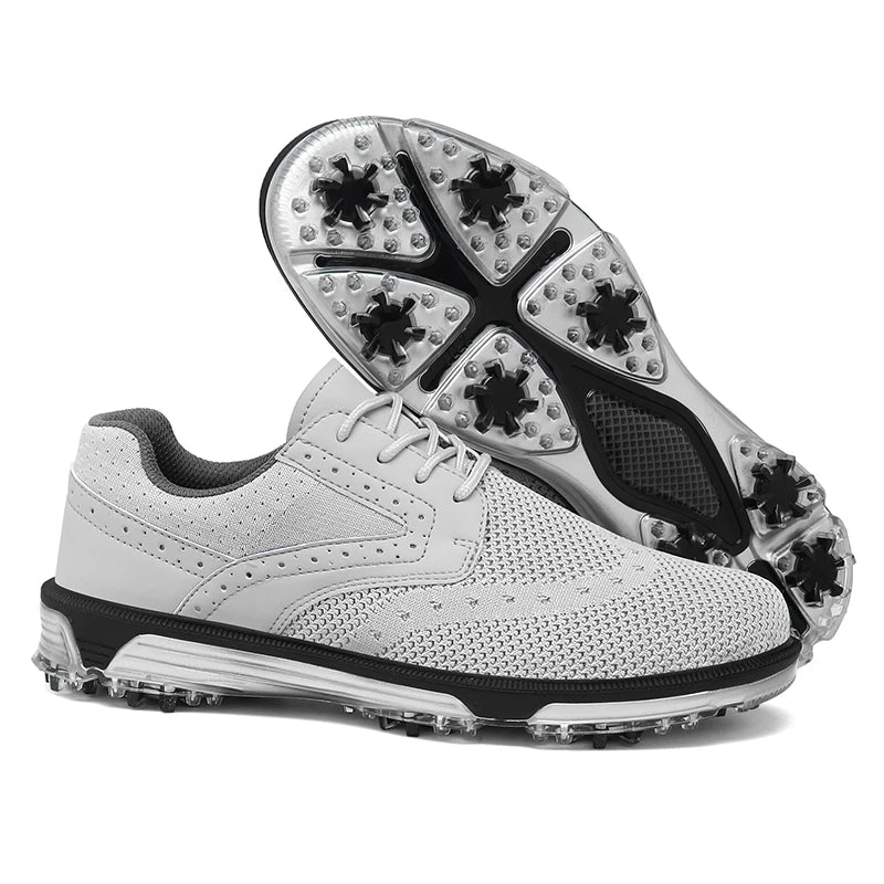 LiXingMing Golf Shoes Men Gray Large Size Up to 48# Breathable Cleats Golf Sport Shoes Teenager Training Golf Coach Sneakers