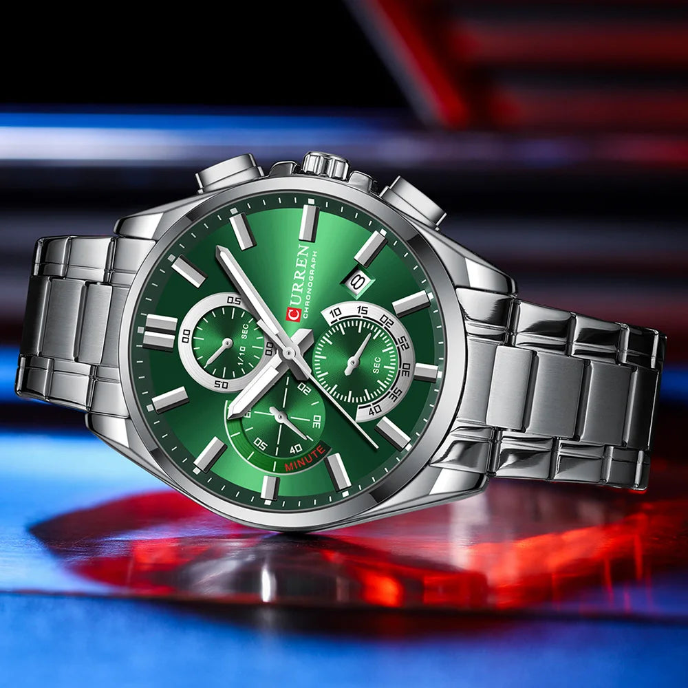 CURREN mode décontracté homme d'affaires montre de luxe bracelet en acier inoxydable montres à Quartz lumineux chronographe calendrier montre
