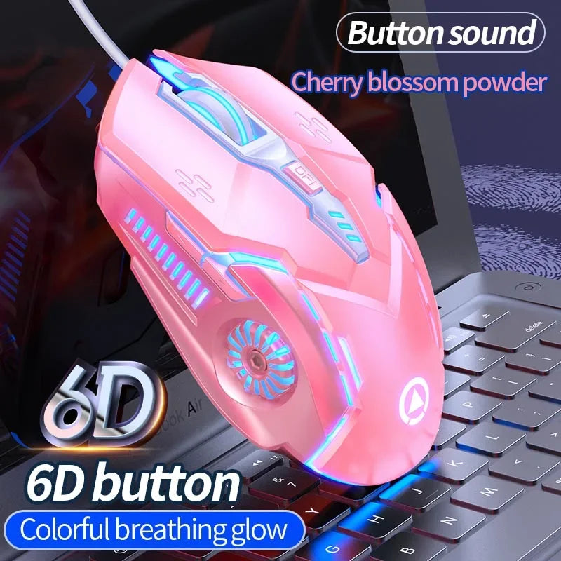 Ratón gaming ergonómico con cable YINDIAO RGB silencioso, retroiluminación LED, 3200dpi, 6 botones, G5 USB, ratón mecánico para PC, portátil y ordenador