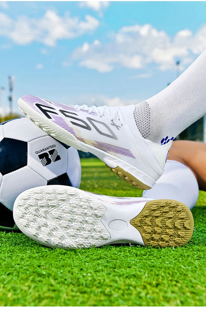 Nuove scarpe da calcio da uomo di alta qualità, tacchetti, scarpe da football, sneakers bestseller indoor per futsal, antiscivolo, da partita su erba, alte, outdoor