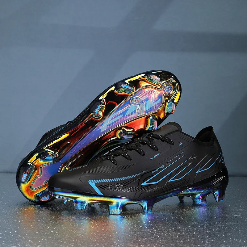 Chaussures de football pour adultes, économiques, en tissu mélange de polyuréthane, avec crampons en caoutchouc résistants et antidérapants, idéales pour les amateurs et les passionnés de football.