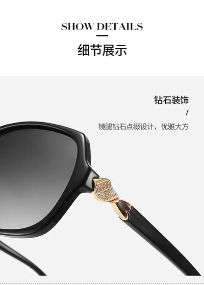 -75 -100 +125 Women Sunglasses Polarized Myopia Elegant Diamond-Embedded Frame Small Sunset Sunglasses Hyperopia Customization