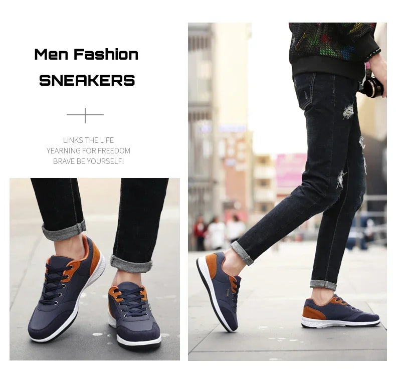 YRZL Scarpe da uomo primavera autunno impermeabili da passeggio, sneakers casual in pelle da uomo, scarpe sportive antiscivolo, calzature da tennis per uomo