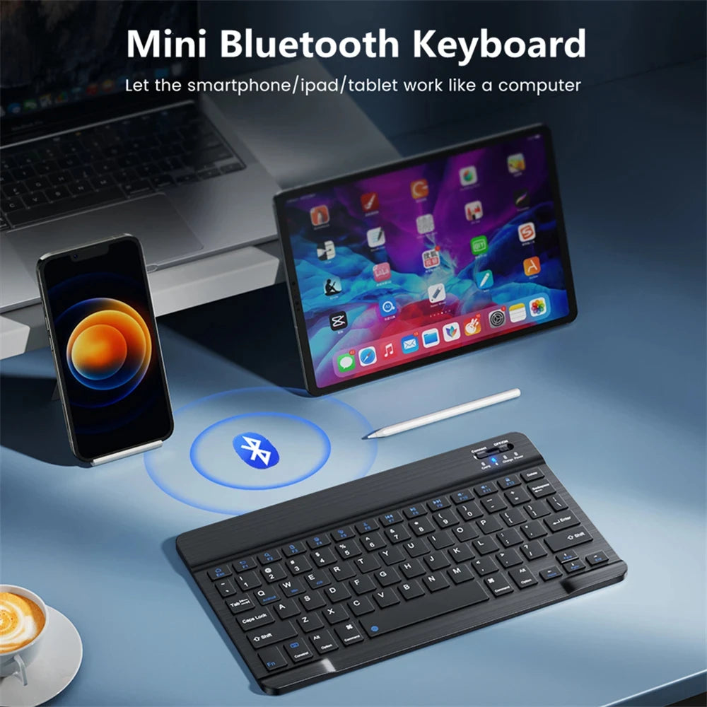 Mini-Bluetooth-Tastatur RGB kabellose Tastatur 10 Zoll beleuchtete Tastatur mit Hintergrundbeleuchtung Touchpad-Tastatur für iOS Android Windows iPad