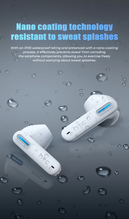 Auriculares Bluetooth HTC NE49 6.0 True Wireless Earbuds Gaming HiFi Deep Bass Lightweight Cool Design IPX5 Waterproof Choice