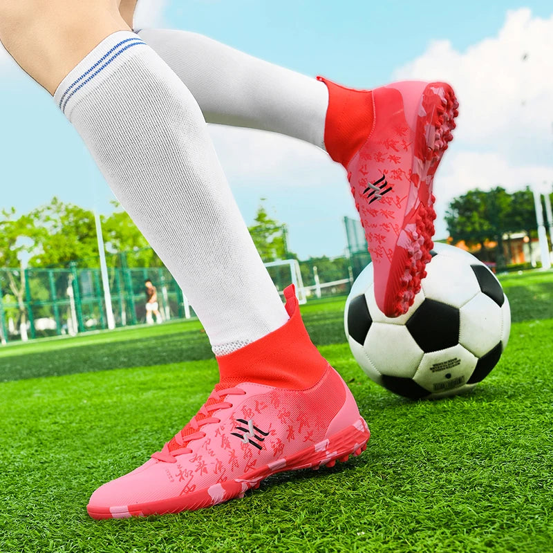 Nouvelles bottes de Football hommes chaussures de Football crampons chaussure de Football professionnelle hauts pointes antidérapantes pour grands garçons large baskets d'entraînement