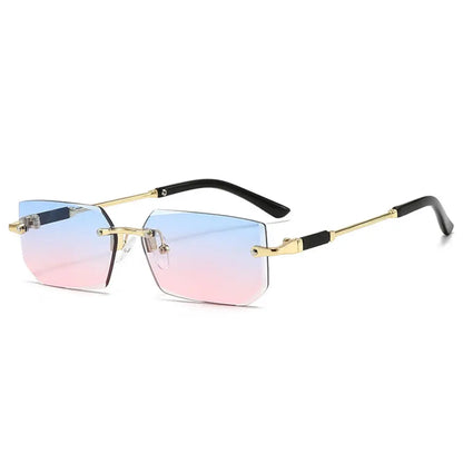 Trendy Rimless Sunglasses for Men Women Fashion Frameless Rectangle Sun Glasses Retro UV400 Shades Summer Goggles Eyewear