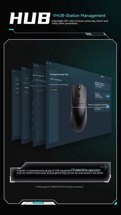 Rato Sem Fios VXE Dragonfly R1 Pro com Sensor Paw3395, Nordic 52840, 2khz, Smart Speed X, Baixa Latência, para Escritório, Gamer e PC Gaming