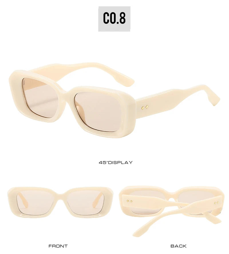 SHAUNA Retro Square Sunglasses Women Fashion Rivets Gradient Shades UV400 Men Green Pink Sun Glasses