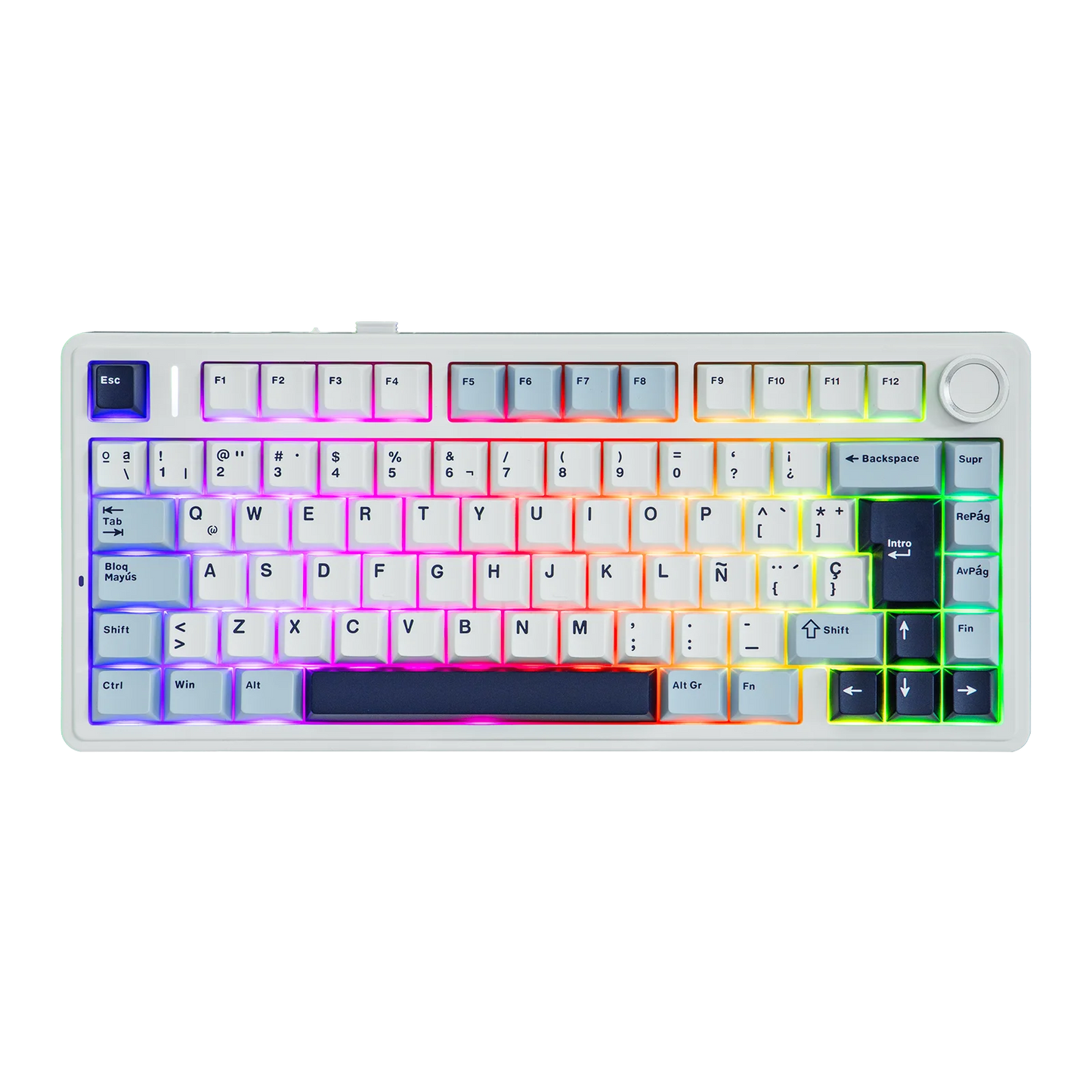 EPOMAKER AULA F75 ISO-ES 75% Spanische QWERTY Hot-Swap, Gasket-Mounted, kabelgebundene/Bluetooth/2.4GHz kabellose mechanische Gaming-Tastatur mit RGB-Hintergrundbeleuchtung
