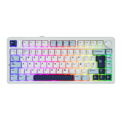 EPOMAKER AULA F75 ISO-ES 75% Spanische QWERTY Hot-Swap, Gasket-Mounted, kabelgebundene/Bluetooth/2.4GHz kabellose mechanische Gaming-Tastatur mit RGB-Hintergrundbeleuchtung
