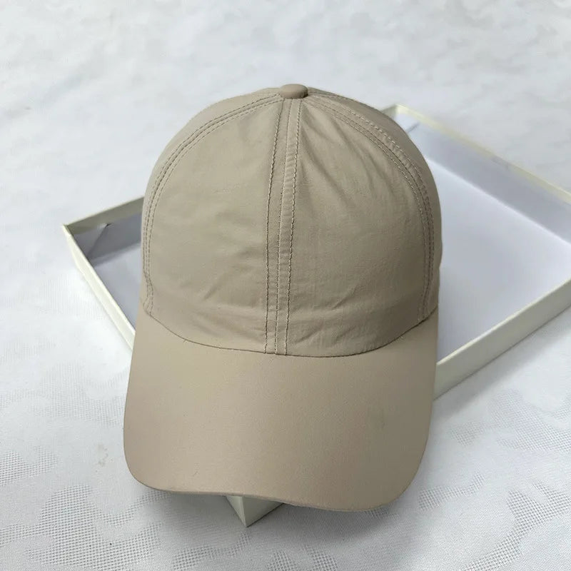 Summer Quick-dry Baseball Cap for Men Sun Hat Solid Color 100% Polyester Adjustable Cool Outdoor Riding Hiking Caps for Male