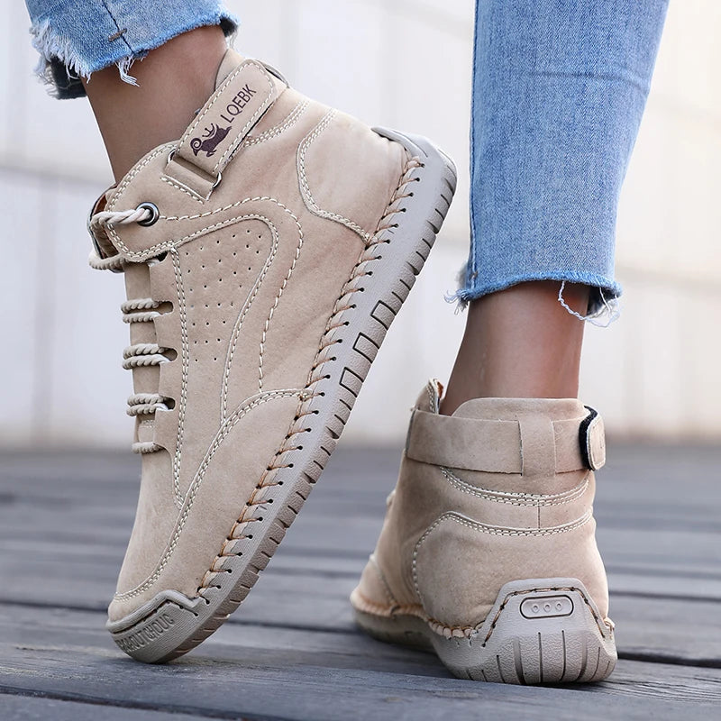 Shoes for Women Spring/Autumn Handmade Leather Casual Shoes Fashion Soft Casual Walking Sneakers Breathable Women's Ankle Boots