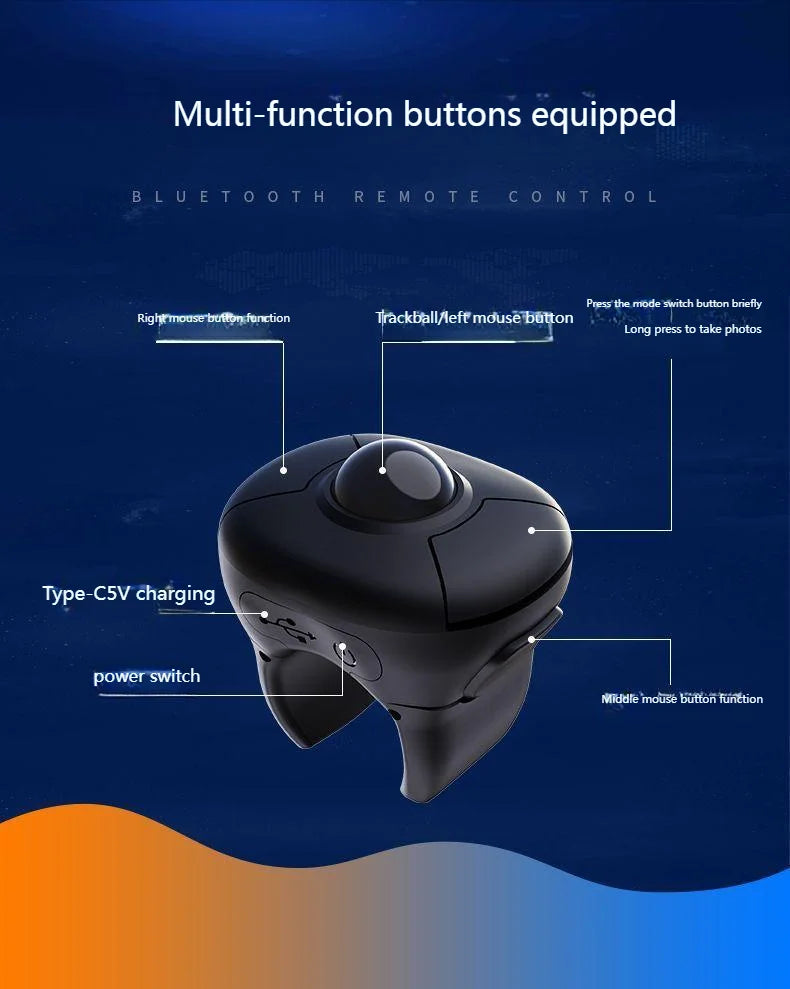 Neue Trackball-Fingerring-Maus 2.4G+Bluetooth – kabellose Fernsteuerungsmaus für Kurzvideos/PPT-Präsentationen/In-Vehicle-Displays