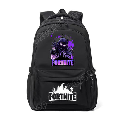 Mochila Fortnite para Crianças, Portátil e de Grande Capacidade, Mala Escolar de Estudante com Estampado Cartoon e Alças de Ombro, Material Escolar para Rapazes, Presente