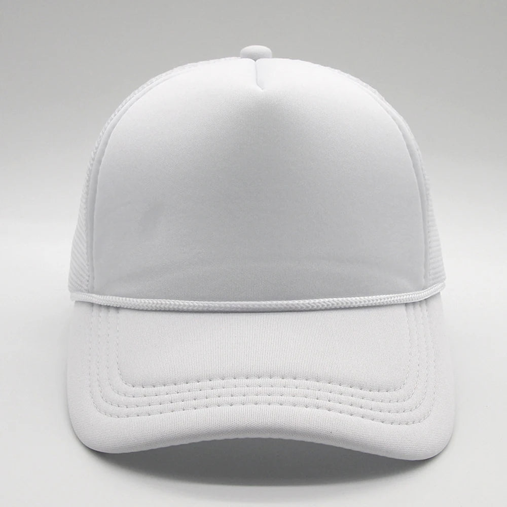 5 panel Trucker Caps Men Women Plain Blank Foam Mesh Baseball Cap With Rope Summer Breathable Outdoor Sport Sun Visor Hats