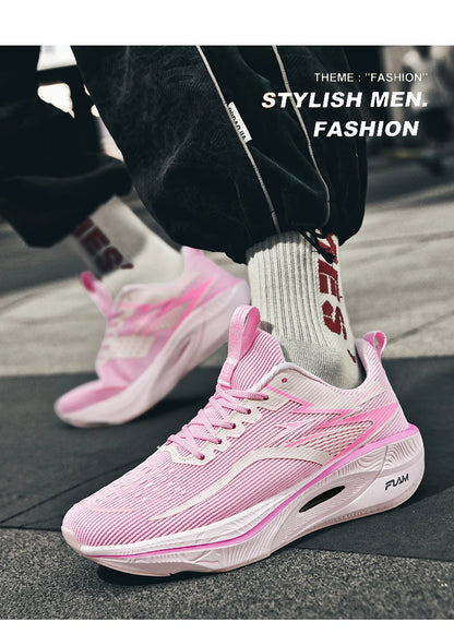 Scarpe sportive da running Marathon da uomo, con piastra in carbonio, cuscino d’aria, traspiranti e leggere, sneakers atletiche da donna comode e antiscivolo