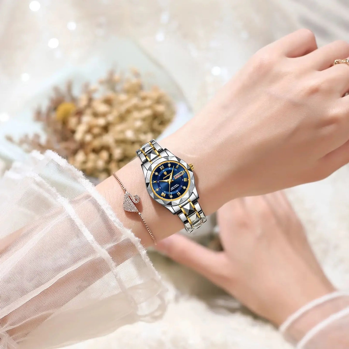 POEDAGAR Top Luxury Watches For Women Stainless Steel Week Date Woman Wristwatch Luminous Waterproof Fashion Quartz Ladies Watch
