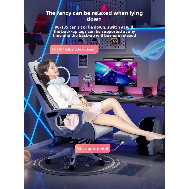 Férfi e-sport szék, kényelmes hosszan tartó üléshez, dönthető számítógépes szék pihenéshez, háttámla