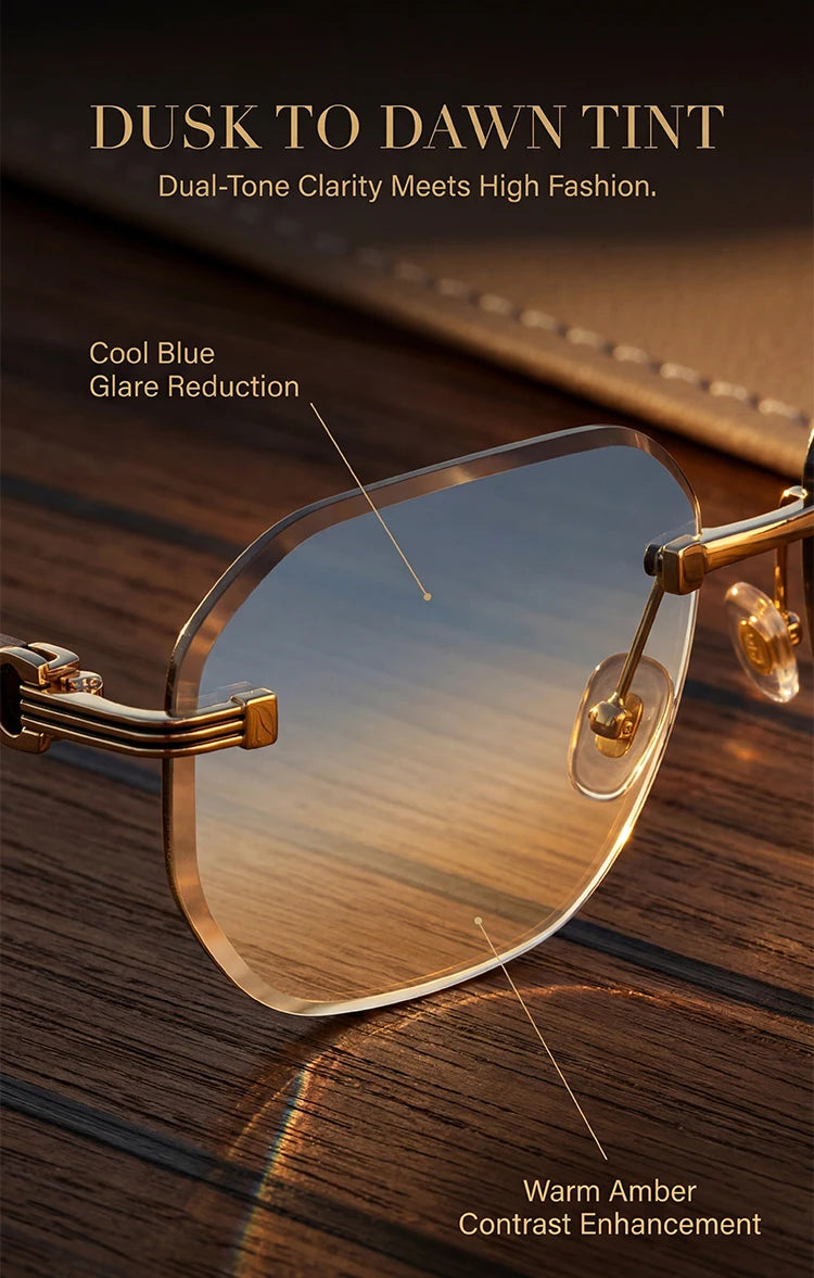Vintage Square Rimless Sunglasses Men 2026 Luxury Brand Trendy Frameless Punk UV400 Eyewear Anti Blue Light Prescription Glasses