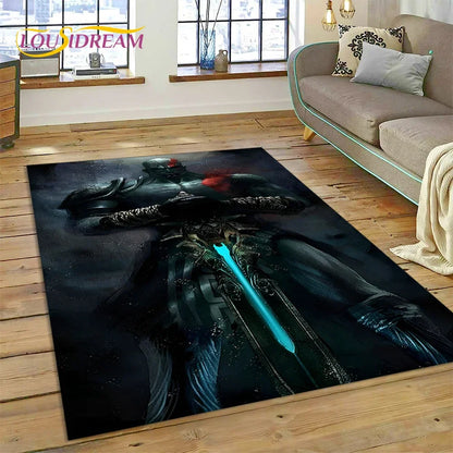God of War Games Kratos Cartoon 3D Rug Carpet for Living Room Bedroom Home Decor,Floor Mat Non-slip Decoration for Sofa Doormat