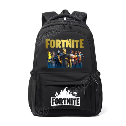 Mochila Fortnite para Crianças, Portátil e de Grande Capacidade, Mala Escolar de Estudante com Estampado Cartoon e Alças de Ombro, Material Escolar para Rapazes, Presente