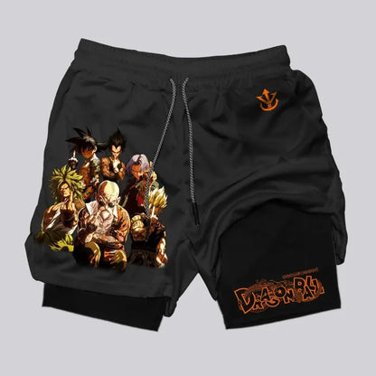 Vegeta Dragon Ball Summer Men Women Fitness 2025 Double-layer Fake Two-piece Loose Sports Training Running Shorts Casual Pants