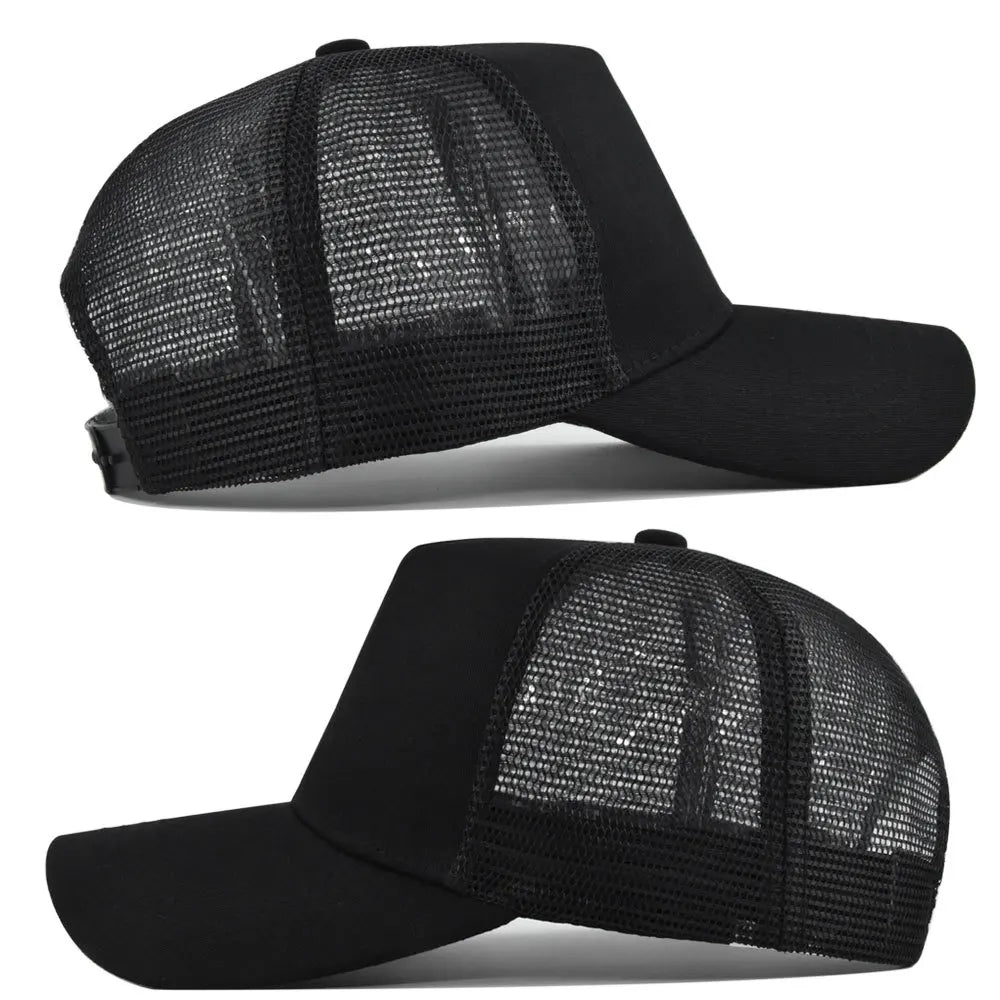 Customized Logo Hard Top 5 Panels Mesh Baseball Cap For Men Women Advertising Cap Breathable Sun Hat Solid Color Visor Gorra