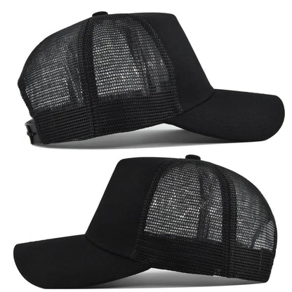 Customized Logo Hard Top 5 Panels Mesh Baseball Cap For Men Women Advertising Cap Breathable Sun Hat Solid Color Visor Gorra