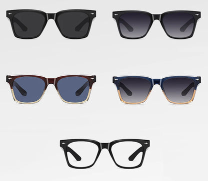 Swanwick TR90 retro polarized sunglasses men acetate square sun glasses for women unisex UV400 grey black European style