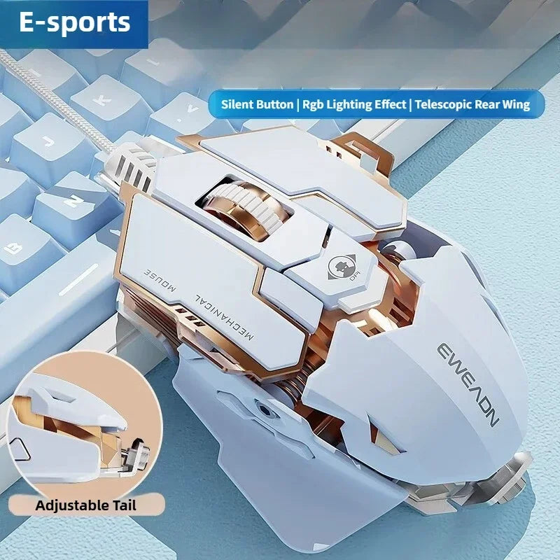 G5 Mechanical E-sports Wired Mouse RGB 9 Button Macro Programming Gaming Mute Mouse 12800 DPI For Desktop Computer Laptop