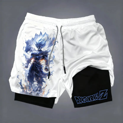 Dragon Ball Anime Goku Double-Layer Shorts 2026 American Sporty Summer Men's Loose Breathable Pants