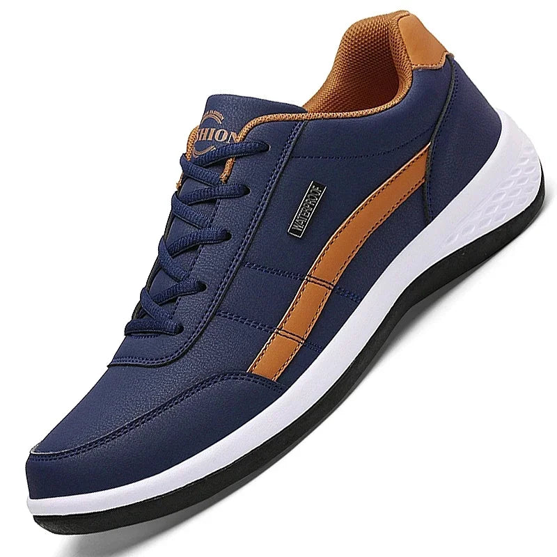 Leather Men's Sneakers Trendy Casual Italian Breathable Leisure Male Sneakers Non-Slip Footwear Men Vulcanized Shoes