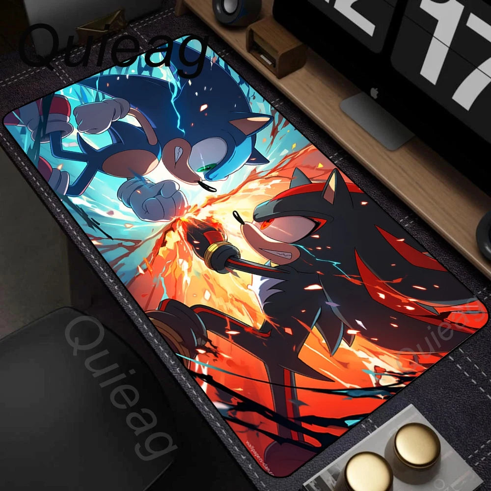 Anime Sonic The Hedgehog Mousepad XXL Deskmat With Lockrand Gaming Accessories Mousepad HD Print Gaming Keyboard Pad Padding Mat
