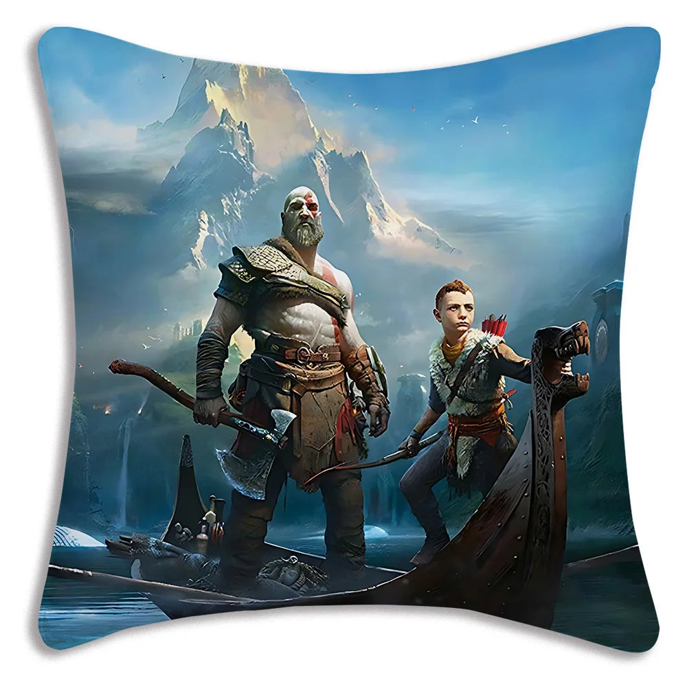 Pillow Covers Cartoon Game G-God of War R-Ragnaroks Sofa Decorative Home Double-sided Printing Short Plush Cute Cushion Cover