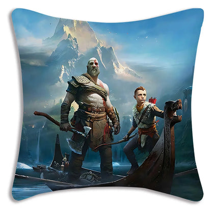 Pillow Covers Cartoon Game G-God of War R-Ragnaroks Sofa Decorative Home Double-sided Printing Short Plush Cute Cushion Cover