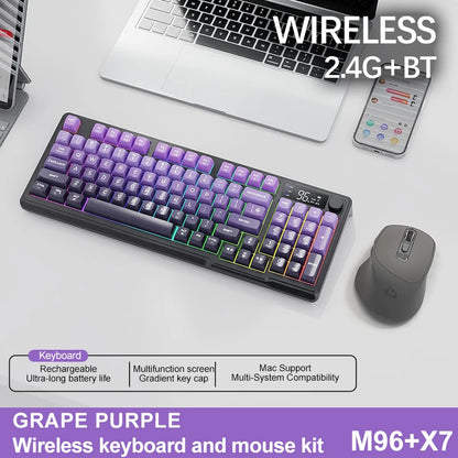 M96 Bluetooth-Tastatur Kabellose FREEWOLF Bildschirm-Gaming-Tastatur, elektronischer Bildschirm, Multi-Device-Verbindung, ergonomisches Gaming