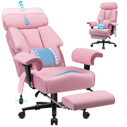 Executive Office Chair with Foot Rest and Waist Lumbar Support, Ergonomic Gaming Chair with Adjustable Height Headrest for Home
