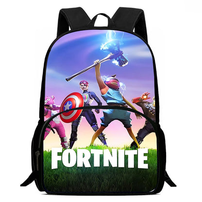 Børnerygsæk med populært spildesign, madtaske og penalhus, skoletaske med stor kapacitet til drenge og piger, perfekt gave F-FortniteS