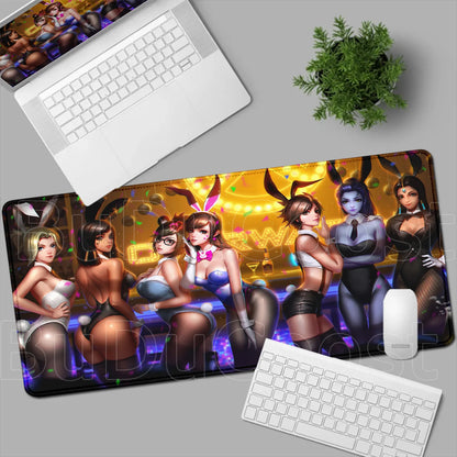 Tapete de rato gaming Overwatch Anime Girl grande XXL com impressão HD, base para teclado de computador, portátil e escritório, tapete de secretária em borracha macia 900x400 MM
