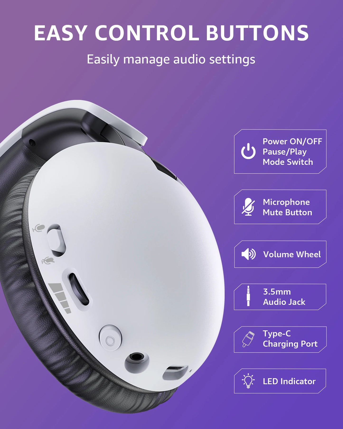 Acincai BL500 Wireless Gaming Headset with Mic for PS5, PS4, PC, Bluetooth Gaming Headphones and microphone
