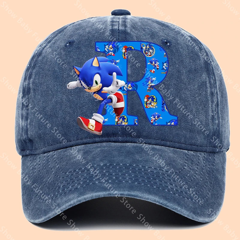 New Cartoon Cute Retro Baseball Caps Sonics Letter Man Boys Hat Hip Hop Breathable Mesh Hats Cute Anime Sunbonnet Birthday Gifts
