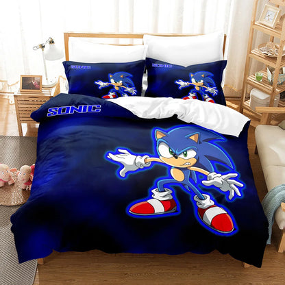 Cute Sonics Boy Bedding Set Exquisite 3D Digital Cartoon Sonics Duvet Cover Comforter Bed Youth Kids Girl Boys Gift