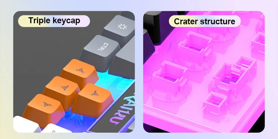Teclado individual e conjunto teclado + rato RAIKU T26 de três tons com iluminação, teclado e rato com fios, toque mecânico, conjunto gaming