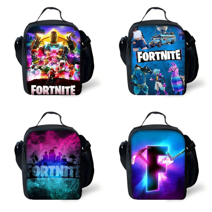 Bolsa térmica infantil aislante de gran capacidad FortniteS, popular entre gamers, para niños y niñas, estudiantes, actividades al aire libre y almuerzos reutilizable