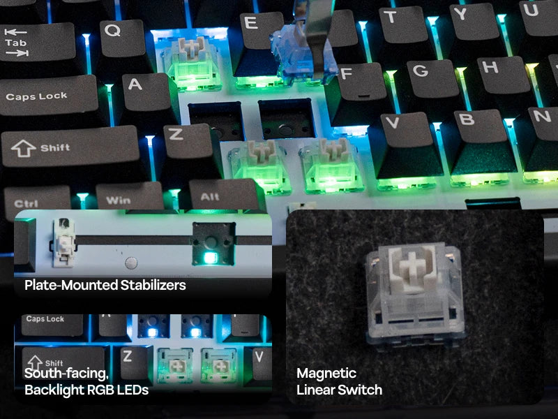 Teclado Mecânico Magnético EPOMAKER HE80 75% Layout US QWERTY Hot-Swap Creamy Gasket com Fio, Efeito Hall, DKS SOCD para PC/Mac