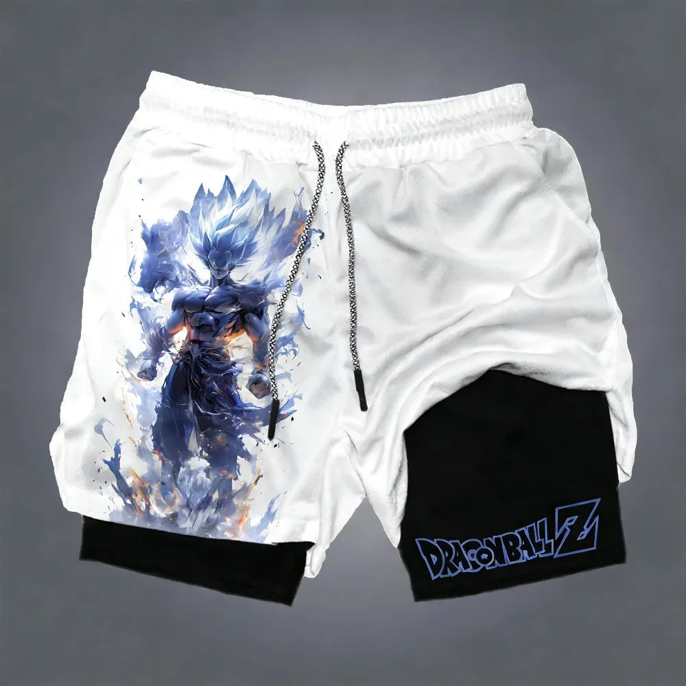 Pantaloni scurți unisex Dragon Ball Goku, stil Harajuku, cu imprimeu anime, produs nou vara 2026, croială lejeră, sport, respirabili, cu uscare rapidă, strat dublu